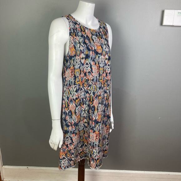 Garnet Hill Linen Dress size 8 sheath Ikat tribal batik colorful boho office - Picture 6 of 16